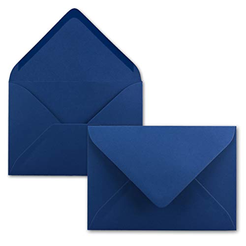 1000x Brief-Umschläge Format B6 - Nachtblau - Dunkel-Blau- 12 x 17,5 cm - Nassklebung mit spitzer Klappe - 110 g/m² - Einladungs-Kuverts