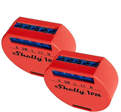 Shelly 1PM Wireless Relais Intelligente domotische Schalter Amazon Alexa und Google Home 2 Stück Energiemonitor