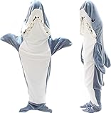 Hai Decke Erwachsene, Superweicher Sofa Kuscheldecke Hai Decke Schlafsack, Tragbare Shark Blanket Hoodie Adult Hai Decke Geschenk für Teenager, Erwachsene, Hai-Liebhaber(180CM)