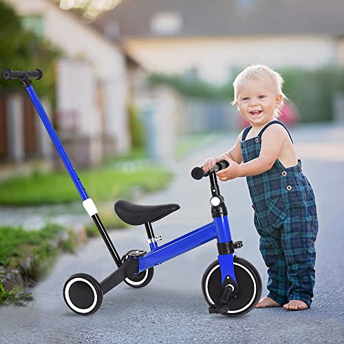 Laufrad für Kinder ab 1 Jahr, Spielzeug mit 3 Rädern, für Babyfahrrad von 12 bis 36 Monaten, erstes Fahrrad ohne Pedale für Jungen und Mädchen als Geburtstagsgeschenk, 3-in-1 (blau)