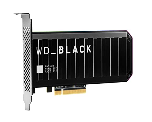 WD_BLACK AN1500 NVMe SSD Add-In-Karte 1 TB, Lesegeschwindigkeit von bis zu 6.500 MB/s und Schreibgeschwindigkeit von bis zu 4.100 MB/s, Bootfähige RAID-Lösung, RGB-Beleuchtung