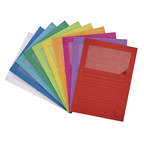 Exacompta 50100E Packung (mit 100 Fenstermappen Forever, aus Recycling Papier, 120 g, ideal für Ihre Organisation, DIN A4, 21 x 29,7 cm) farbig sortiert