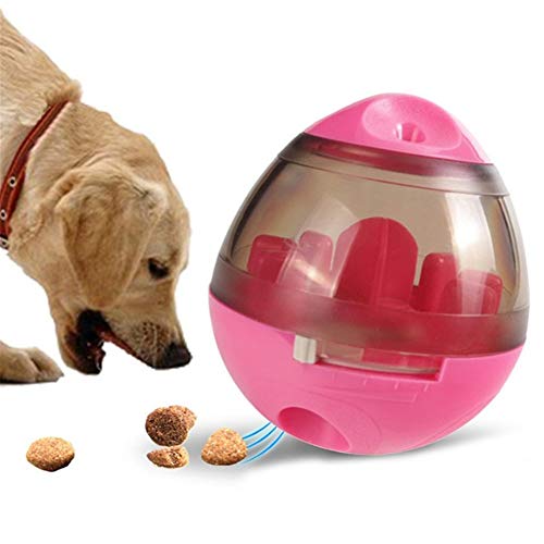 PLUS PO Futterball für Hunde Hunde Kauspielzeug Hundelangsamfutterball Hundegummibälle Hundetraining Bälle Spender Pet Feeder Ball Hundebiss Spielzeug pink