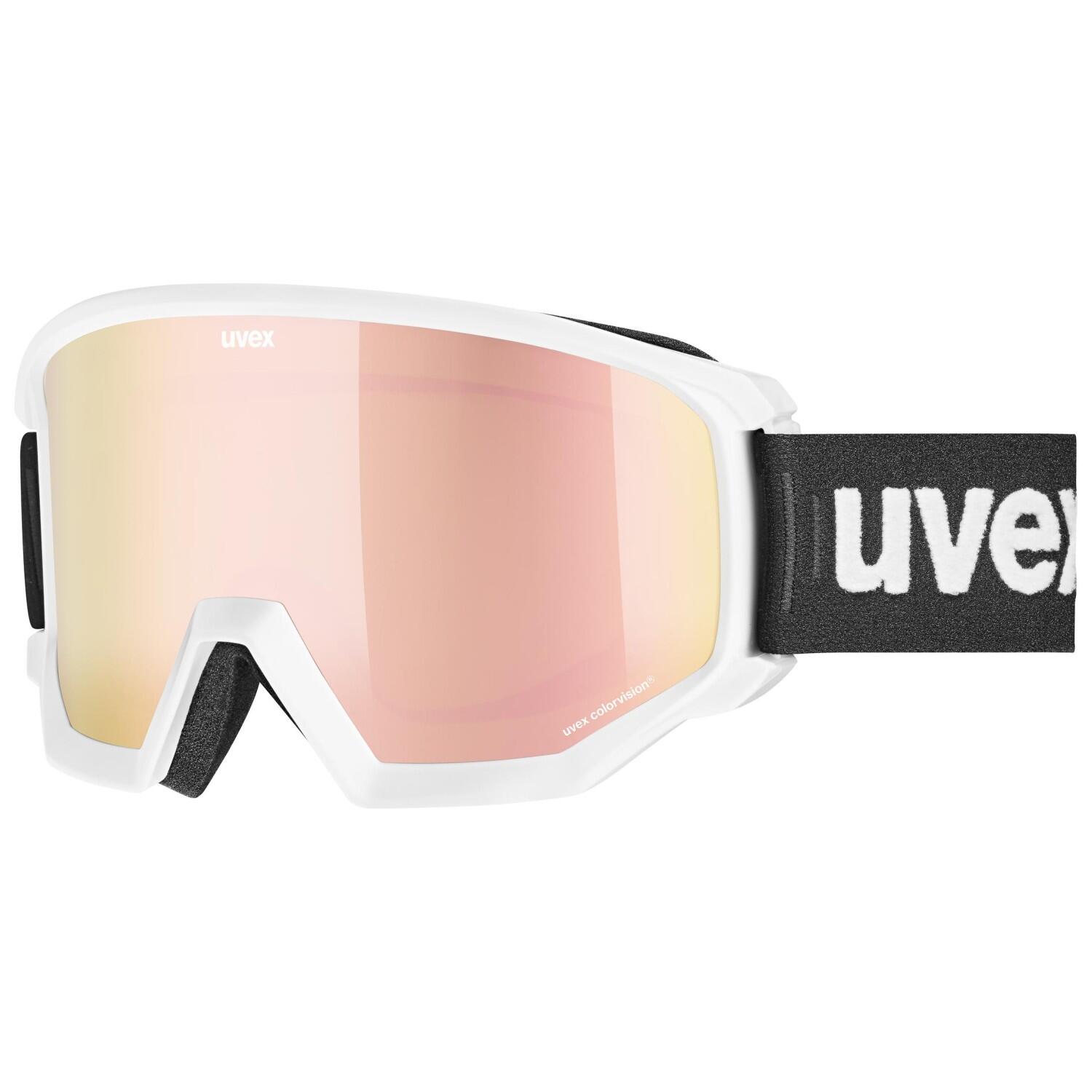 Uvex Unisex-Erwachsene Athletic CV Skibrille, White mat/Rose-orange, Einheitsgröße