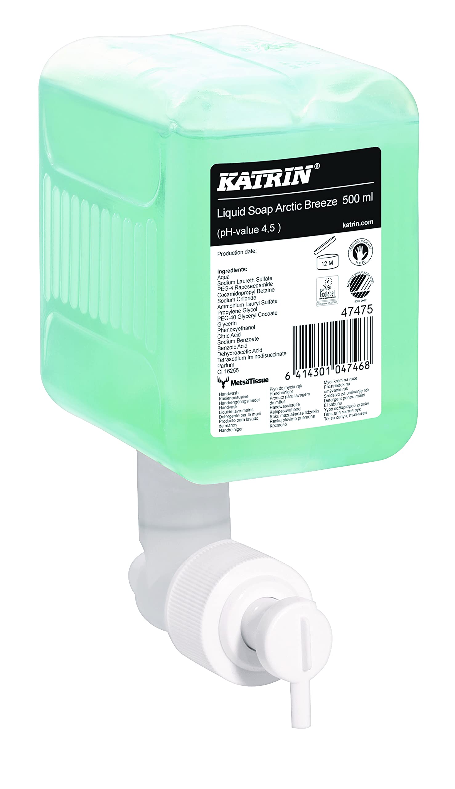 Seife - Katrin Handwaschseife Arctic Breeze 500 ml, Flüssigseife, 12 Kartuschen/VE, 70 VE/Palette