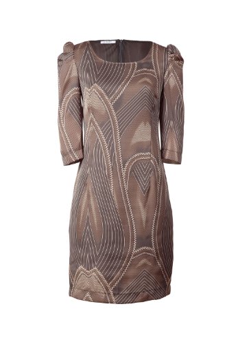 APART Damen Kleid/Knielang Satin-Kleid mit Muster, 758805, Gr. 36, Beige (Taupe-Granit-Skin)