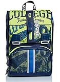 Seven Rucksack, Backpack für Schule, Uni & Freizeit, Erweiterbarer Schulranzen, Geräumige Schultasche für Teenager, Mädchen und Jungen, Extra Platz, blau/grün BRIGHT COLLEGE