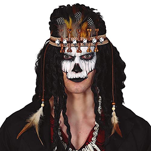 Guirca VAUDOU Kopfbedeckung mit Federn, Kostüm-Zubehör, Cosplay, für Karneval / Halloween