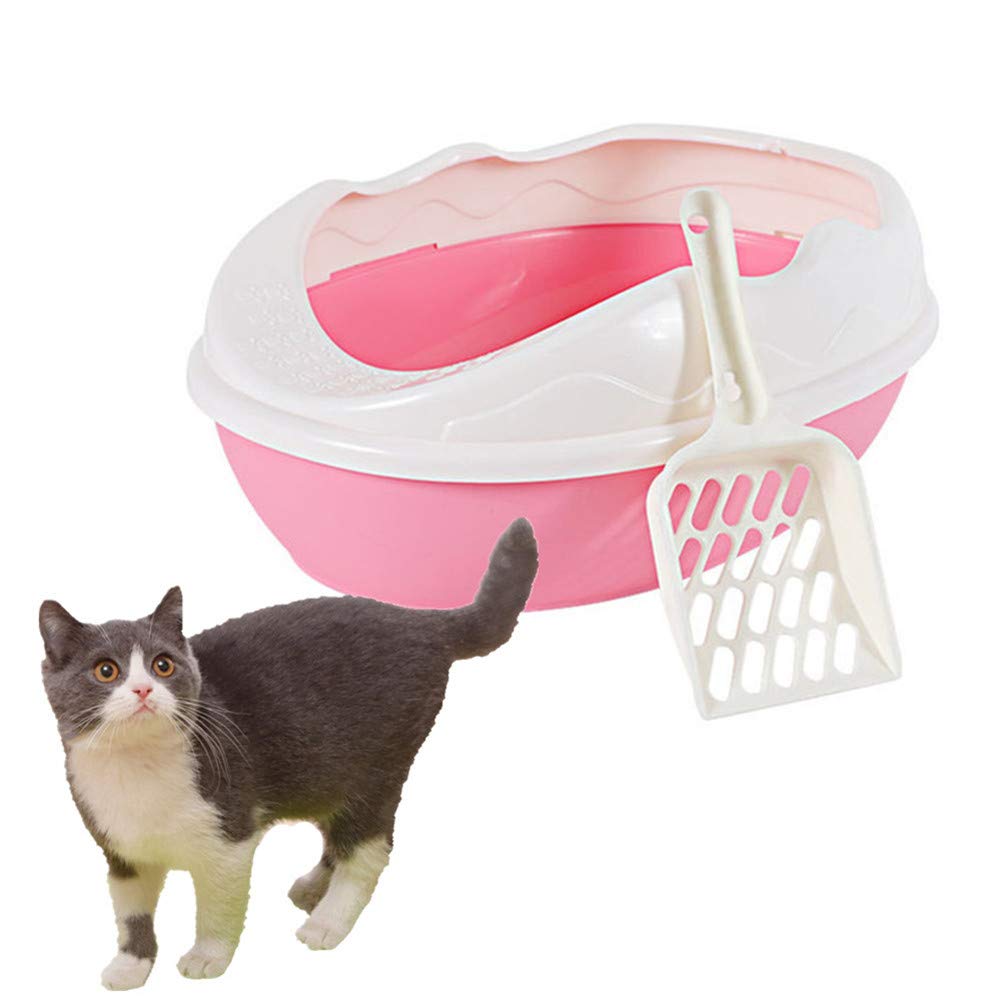Katzentoilette Katzenklo Anti-Splash-Bettpfanne Haustier Toilette Selbstreinigende Katzenstreu Eckstreu Tablett Cat Kaninchen Toilette pink