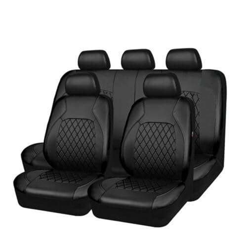 Huanzhi Auto Sitzbezüge Sets für Nissan Leaf 2000-2023, 9 Stück Wasserdicht Bequem Atmungsaktiv Leder Sitzschutz Innenzubehör,Black