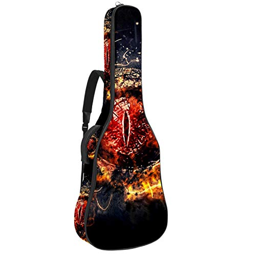 Gitarrentasche mit Reißverschluss, wasserdicht, weich, für Bassgitarre, Akustik- und klassische Folk-Gitarre, chinesisches Drachenblut Auge mit Feuerdesign