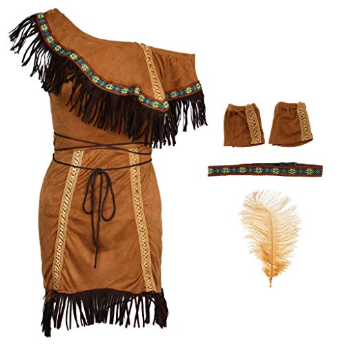 Backbayia Kostüm für Frauen, Indianer, Kleid für Halloween, Indianer-Stil