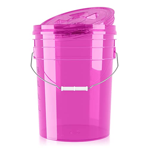 PERFORMANCE BUCKET Wascheimer für die Auto Handwäsche inkl. Deckel (clear pink) | 5GAL/19L - kompatibel: Detail Guardz - Dirt Lock & Scrub Wall, Dirt Trap Schmutzsieb & Gamma Lid | chemicalworkz