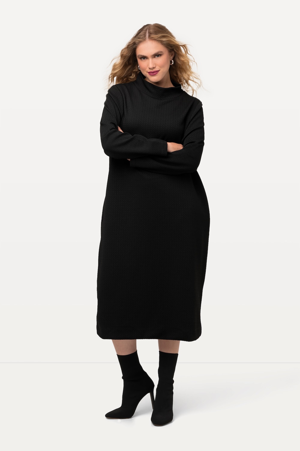 Große Größen Sweatkleid, Damen, schwarz, Größe: 42/44, Polyester, Ulla Popken