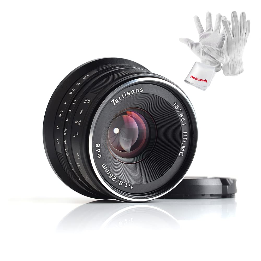 7artisans 25mm F1.8 Manueller Fokus Prime Fixiertes Objektiv für Olympus Micro Four Thirds MFT m4/3 Kameras - Schwarz