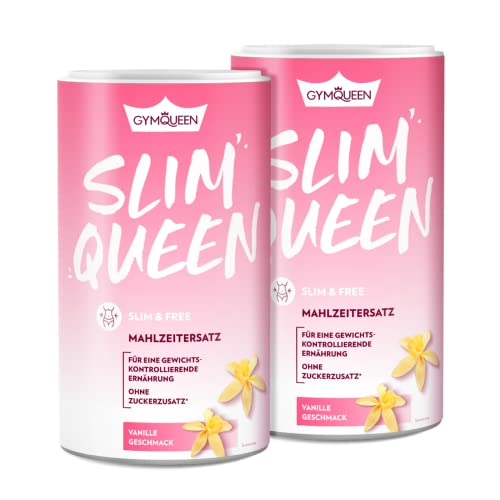 GymQueen Slim Queen Abnehm Shake 2x420g, Vanille, Leckerer Diät-Shake zum einfachen Abnehmen, Mahlzeitersatz mit wichtigen Vitaminen und Nährstoffen, nur 250 kcal pro Portion