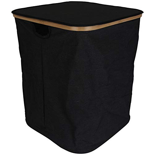 TW24 Wäschekorb schwarz 75L faltbar mit Deckel Wäschetruhe Wäschesammler Wäschebox Wäschetonne Wäschekiste