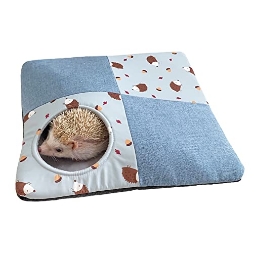 Ymid Select Fleece Kuschelsack Schlafsack Beutel Versteck Interaktive Spielmatte für Igel Hamster Ratte Frettchen Eichhörnchen Kleintier Bett (blau)