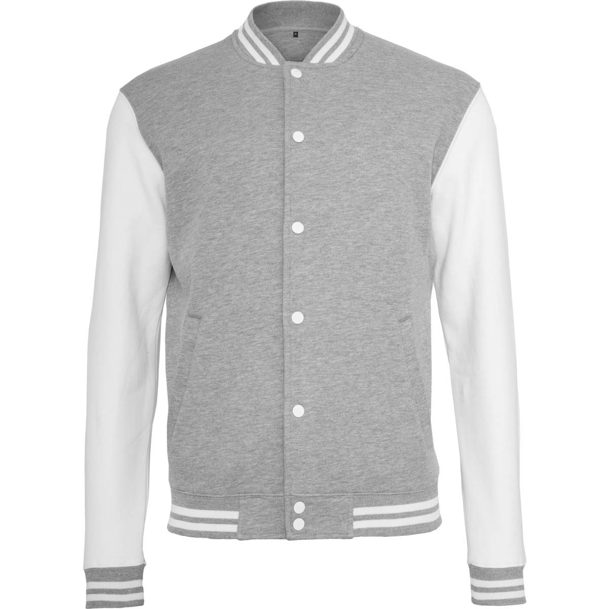 Build Your Brand Herren Sweat College Jacket Jacke, per pack Mehrfarbig (H.Grey/White 00659), X-Large (Herstellergröße: XL)
