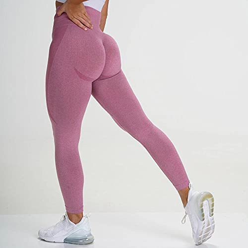 Yoga Hose Hohe Taille Nahtlose Leggings Push Up Leggins Sport Frauen Fitness Running Yoga Hosen Squat Workout Sportswear Gym Strumpfhosen Leggings Damen Sport ( Color : Dark pink Tights , Size : L )