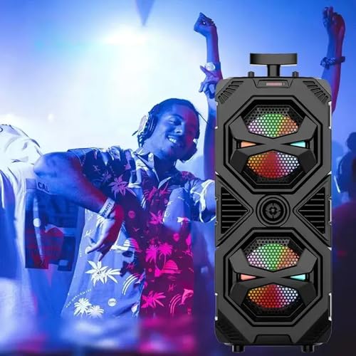 Avilia Tragbarer Karaoke-Lautsprecher für Veranstaltungen, kabelloser Bluetooth-Lautsprecher 15 W RMS mit Karaoke-Funkmikrofon, Eco-Effekt und LED, leistungsstarker Akku 2400 mAh: Verstärken Sie Ihren