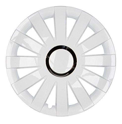 PREMIUM Radkappen Radzierblenden Radblenden 'Modell:Onyx' 4er Set, Farbe: Weiß-Chrom, Felgendurchmesser:14 Zoll