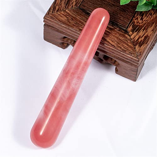 Natürlicher rosa Rosenquarz-Kristall, Massage-Reiki-Stick, Massagestäbe, Stein (Color : Watermelon Red)