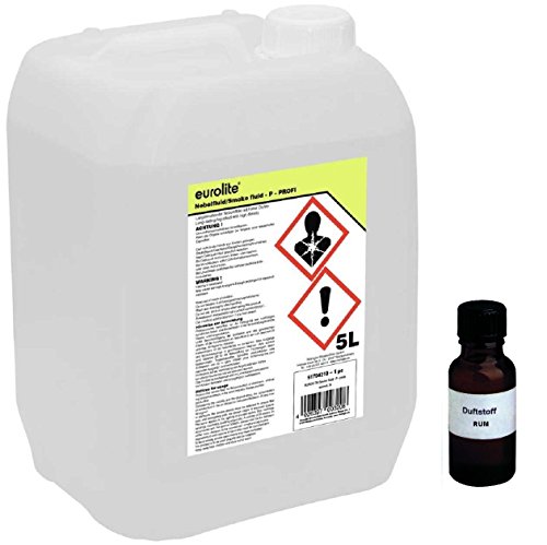5 Liter Eurolite P (Profi) Nebelfluid + 30 ml Duftstoff Rum, Smoke-Fluid, Nebel-Fluid-Flüssigkeit für Nebelmaschine (5 L Fluid -P- + Duft Rum)