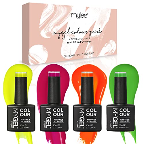 MyGel von MYLEE Gel-Nagellack Quad22 Set 4x10ml UV/LED Nail Art Maniküre Pediküre für den Professionellen Einsatz im Wohnzimmer und zu Hause - Langlebig und Einfach Anzuwenden
