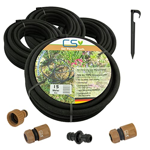 CS Perlschlauch, Bewässerungsschlauch, Gartensets für die unterirdische Bewässerung im Garten (4X 15m Eco Z6+Ear)