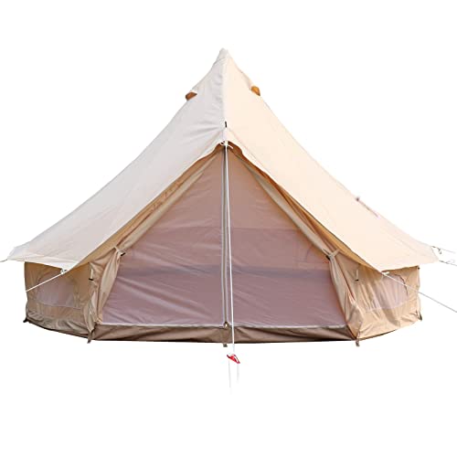 BuoQua 3-6m Glockenzelt Outdoor-Glamping Canvas-Zelt Baumwolle Tipi Zelt für Camping Waterproof für Familien Camping Outdoor Hunting für alle Jahreszeiten