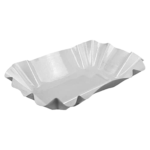 Gastro-Bedarf-Gutheil 500 Weiße einweg Pappschalen Pappschüsseln für z.B Currywurst und Pommes Pappteller 9x14x3cm Beschichtet
