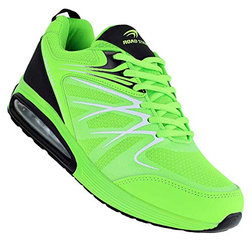 Bootsland Neon Herren Turnschuhe Sneaker Sportschuhe Freizeitschuhe 067, Schuhgröße:44, Farbe:Grün