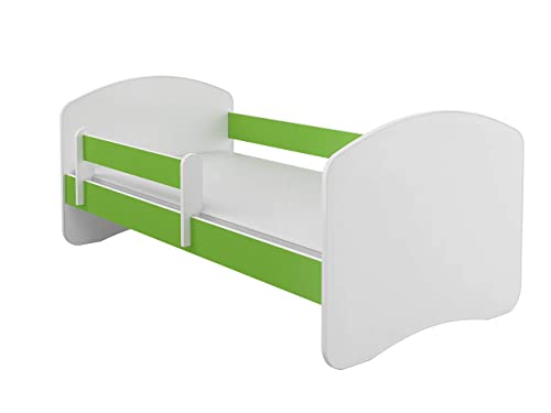 Kinderbett Jugendbett mit einer Schublade und Matratze Weiß ACMA II (180x80 cm, Grün)