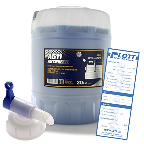MANNOL 20L Frostschutz Longterm Antifreeze AG11 bis -40° Kühlerfrostschutz Kühlmittel blau Fertiggemisch + Auslaufhahn