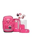 ergobag pack Set ergonomischer Schulrucksack, 6-teilig, Urlaub auf dem ReitBärhof - Pink, Einheitsgröße