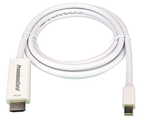 PremiumCord Adapterkabel Mini DisplayPort 1.2 auf HDMI 2.0 M/M 1 m, mini DP 1.2 - HDMI 2.0, Kompatibel mit Video 4K@60Hz 2160p, FULL HD 1080p, HDCP, 3D, weiß kportadmk04-01