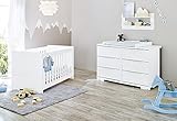 PINOLINO Kinderzimmer Möbel Spar-Set Polar extrabreit, Babybett und Wickelkommode, weiß