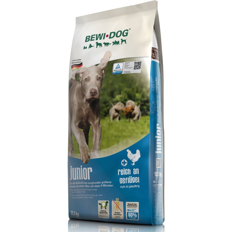 BEWI DOG Junior [12,5 kg] Hundefutter | Trockenfutter für junge Hunde ab 4. Monat | ohne Weizen & Soja | 80% tierisches Eiweiß