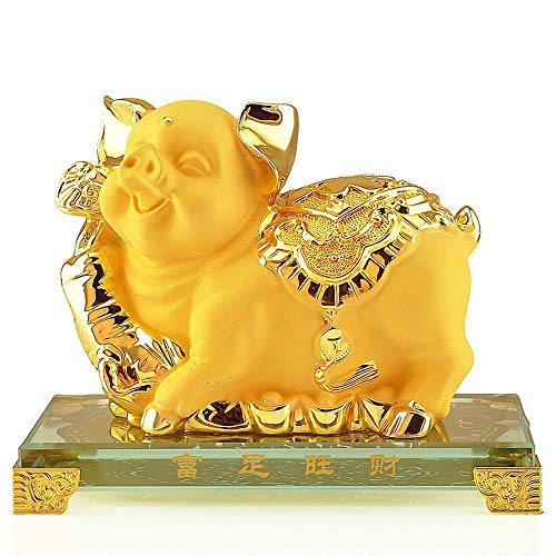 Benfa Chinesisches Zodiac Zwölf Tiere 2019 Neujahr Golden Resin Collecable Figurines Car oder Table Decor Statue,Pig