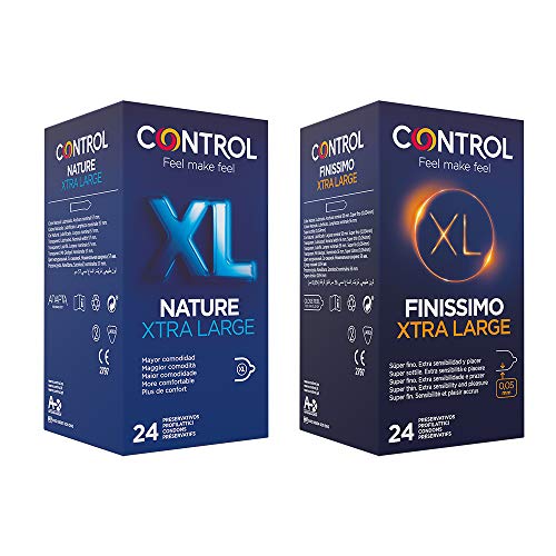 Control Control Condom Kondom-Set bestehend aus 1 Packung Kondome Nature XL 24 Stück und 1 Packung mit sehr feinen Kondomen, XL 24 Stück - 891 ml