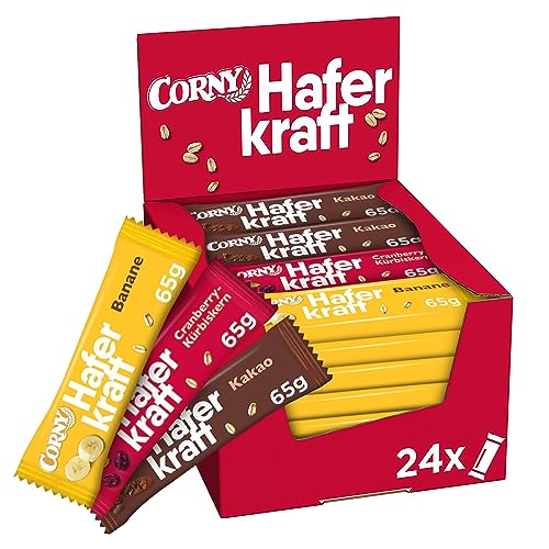 Haferriegel Corny Haferkraft Mix Box, 3 Sorten, Vollkorn & Vegan, 24x65g