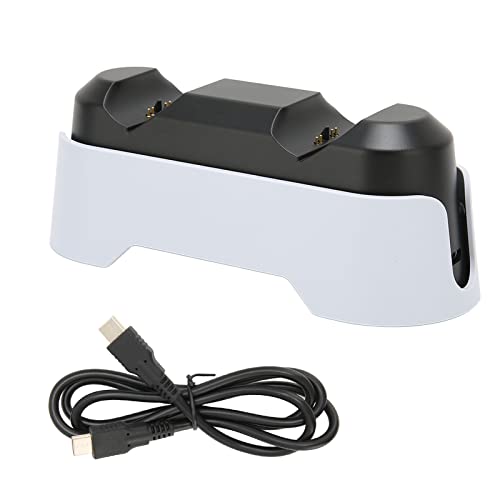 PS5-Controller-Ladestation, Schnellladestation für PS5 Dual Sense-Controller mit LED-Anzeigen, Dual-Ständer-Ladestation, 3-Stunden-Schnellladung, Weiß(Weiß)