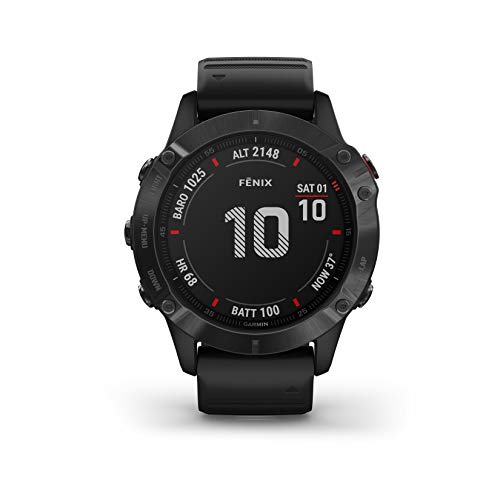 Garmin Fenix 6 PRO - GPS-Multisport-Smartwatch mit Sport-Apps, 1,3" Display und Herzfrequenzmessung am Handgelenk. Musikplayer, Karten, WLAN Pay. Wasserdicht bis 10 ATM, bis 14 Tage Akku