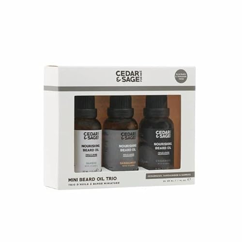 Cedar & Sage Mini Bartöl Trio 3 x 30 ml – Zedernholz, Sandelholz und Bambus