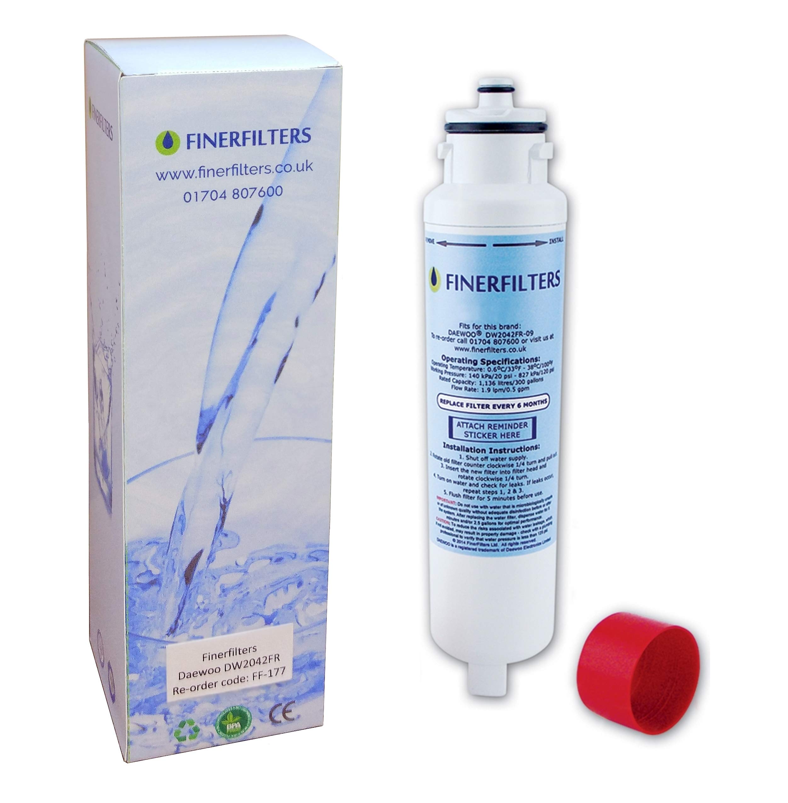 Finerfilters Eis- / Wasserfilter für Daewoo DW2042FR-09 Aqua Crystal
