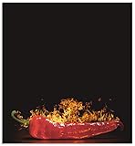 ARTland Spritzschutz Küche aus Alu für Herd Spüle 60x65 cm (BxH) Küchenrückwand mit Motiv Essen Lebensmittel Gewürze Chili Flammen Modern Dunkel Rot S7PR
