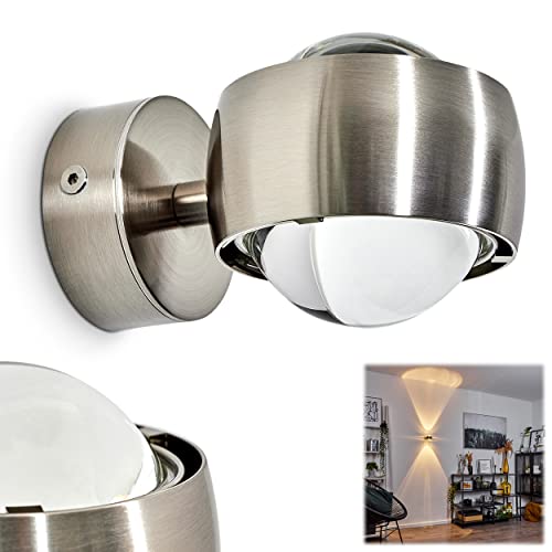 Wandlampe Sapri halbrund - Effekt-Licht aus Metall in der Farbe Nickel mit transparentem Glasschirm für verschiedene Räume