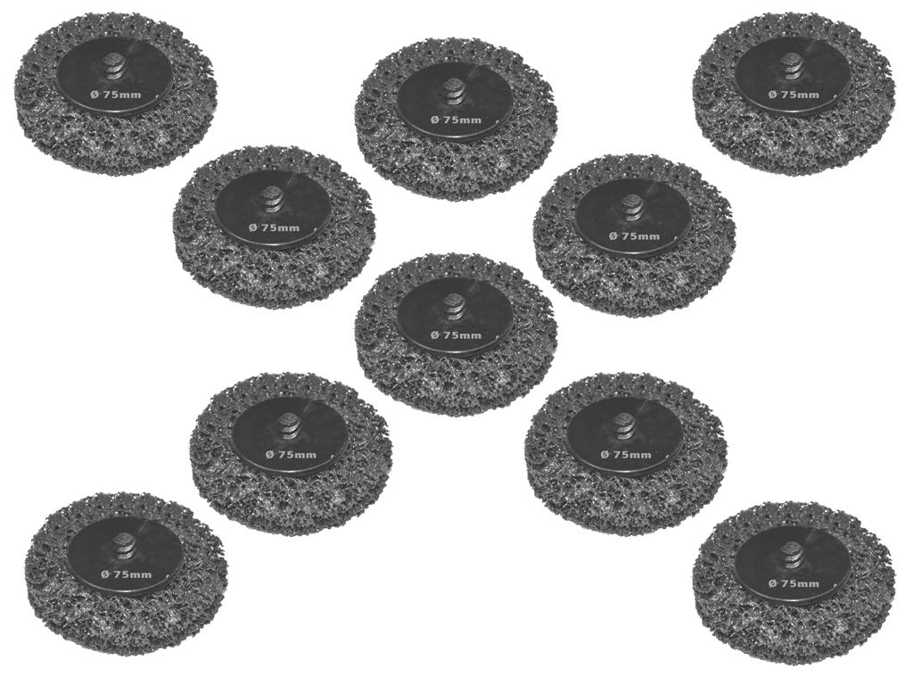 10 Stück Reinigungsscheibe mit Schnellwechselsystem - Schwarz. Grobreinigungsscheibe CSD Ø 075mm CBS Clean Strip Disc Standard Black. Nylongewebescheibe