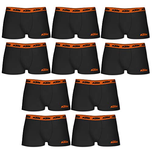 TK KTM Herren Set 10 Boxer Microfibra (60% Poliéster-35% Algodón-5% Elastano) -Negros Con Cintura Naranja Slip, Schwarz (Negro 0), XX-Large